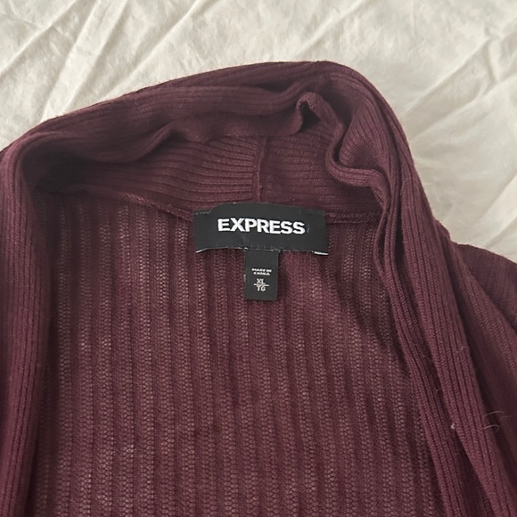 Express Deep Red Ribbed Cardigan - Picture 2 of 2